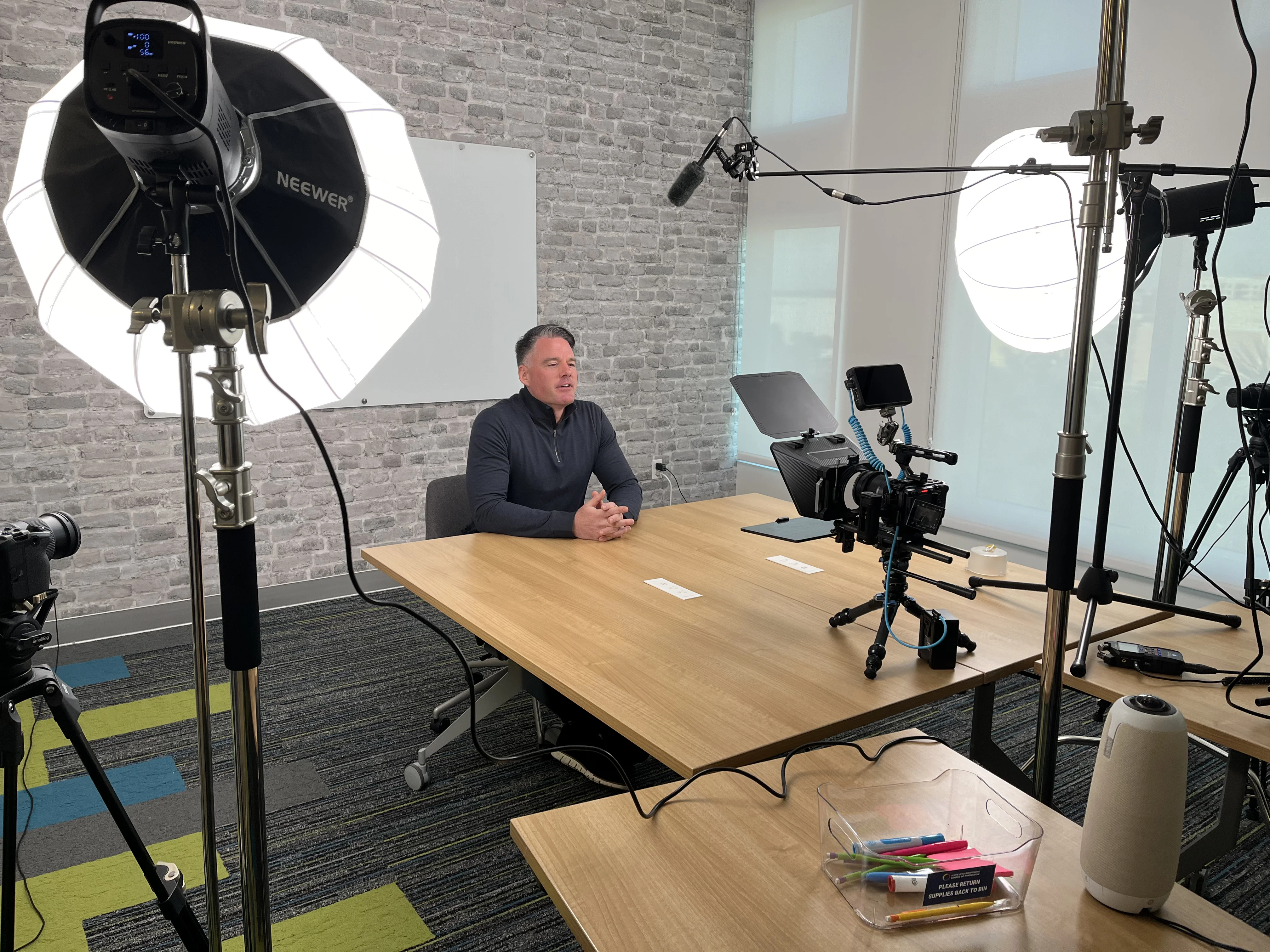 David Olsen filming the first StartHub instructor session in studio