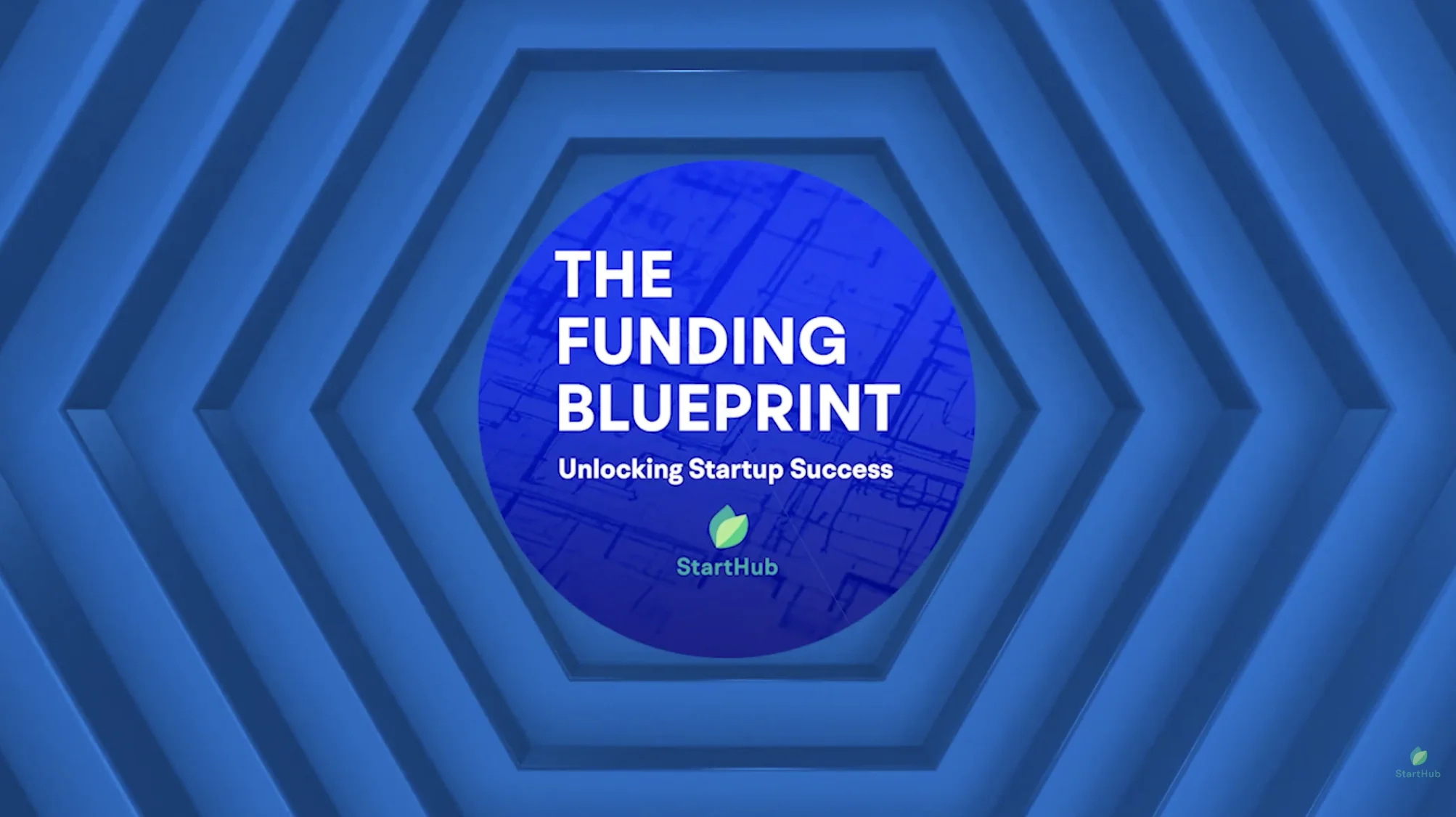The Funding Blueprint Podcast cover art with blue geometric patterns