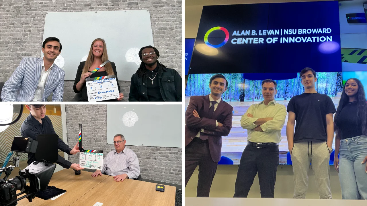 Collage of instructor filming sessions and workshop events at StartHub